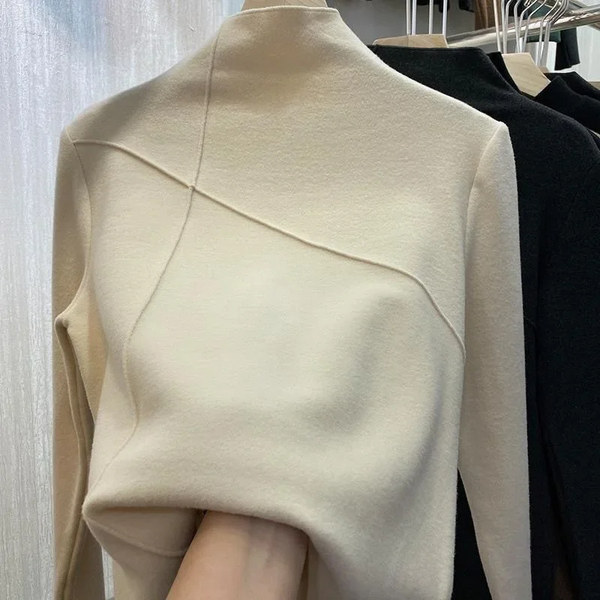 Elegante jersey de cuello alto para mujer con costuras únicas | Ideal para otoño/invierno