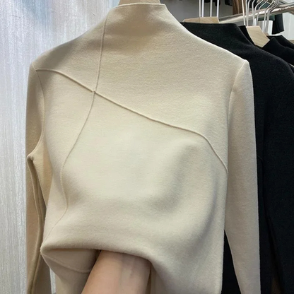 Elegante jersey de cuello alto para mujer con costuras únicas | Ideal para otoño/invierno