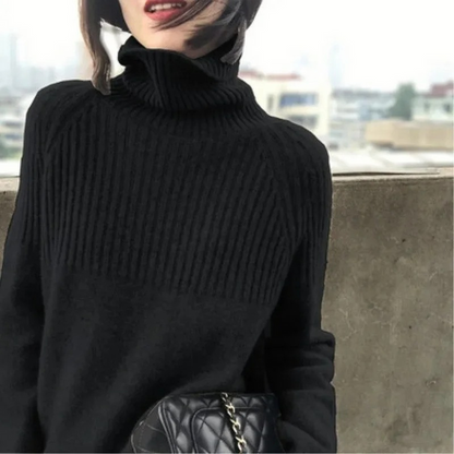 Jersey informal de cuello alto para mujer con estampado texturizado | Ideal para otoño/invierno
