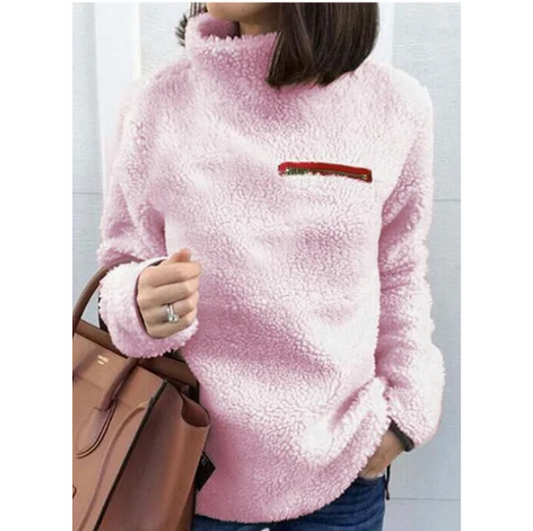 Jersey informal de cuello alto con cremallera para mujer | Ideal para otoño/invierno