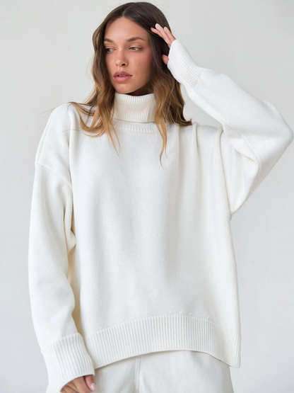 Jersey de punto de cuello alto extragrande para mujer | Ideal para otoño/invierno