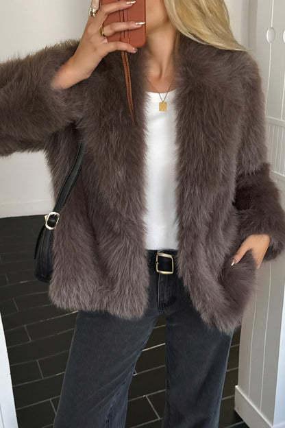 Soft Plush Casual Long Sleeve Coat