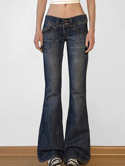 Low Rise Washed And Slimming Versatile Flare Jeans