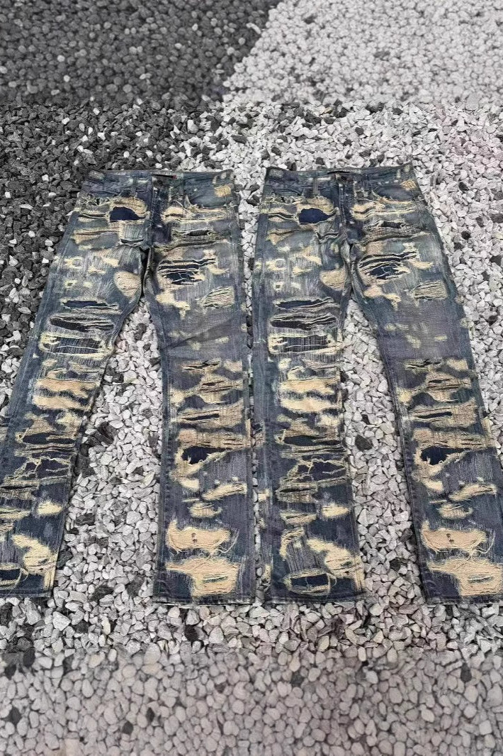 Ripped Frayed Denim Pants