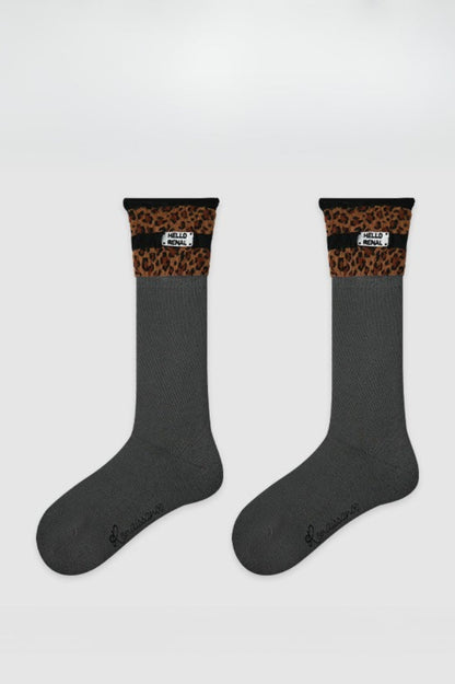Two Tone Slouchy Letter Printed Socks