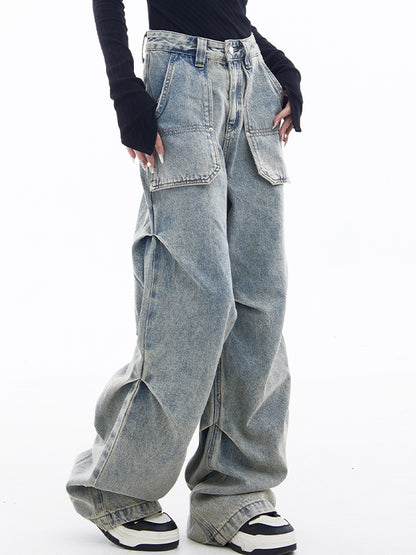 High waisted slimming versatile Cargo Jeans