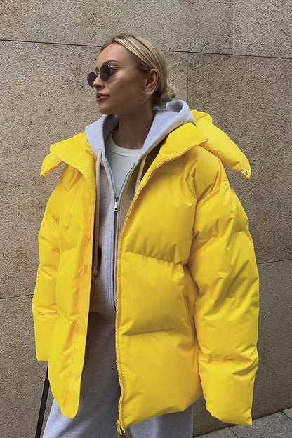 Heavy Duty Zipped Hooded Puffer Jacket
