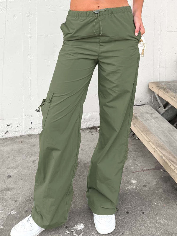 Stretchy Waist Bound Feet Cargo Pants