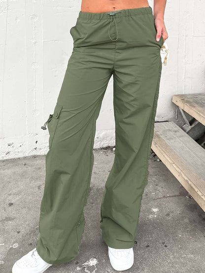 Stretchy Waist Bound Feet Cargo Pants