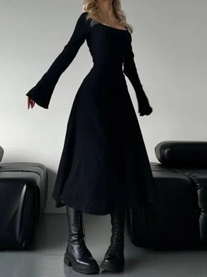 Elegant Slim-Fitting Long Sleeves Maxi Dresses