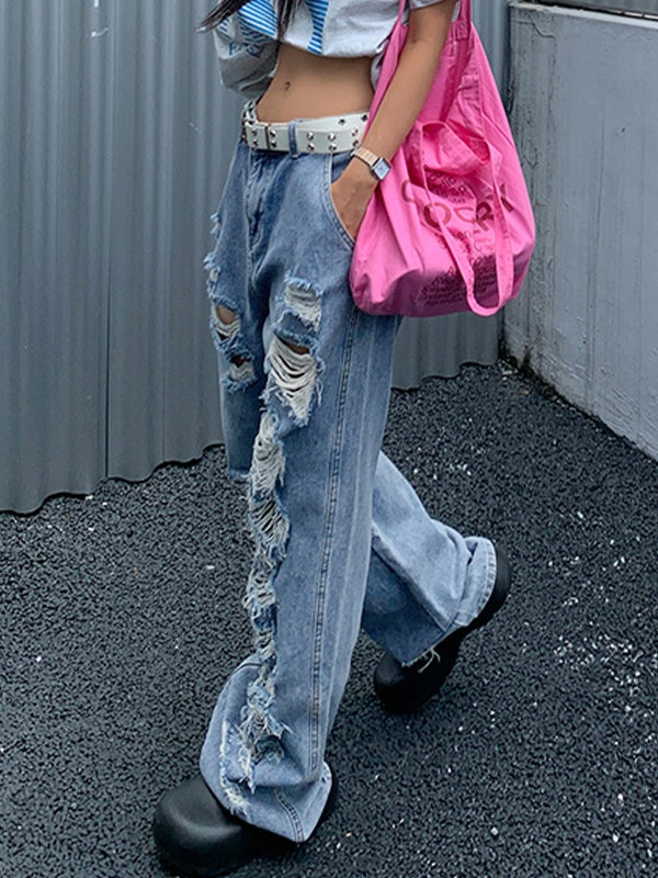 Ripped Lengthen Boyfriend Jeans