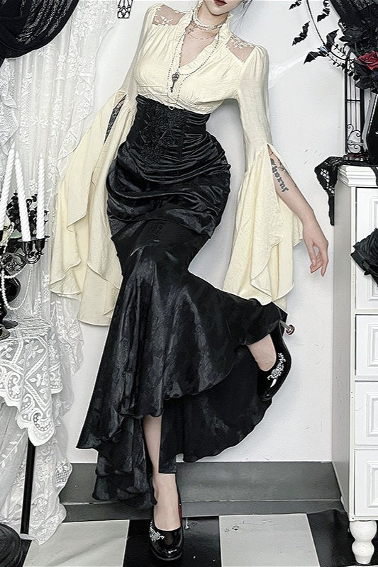 Gothic Halter Cross Backless Skirt