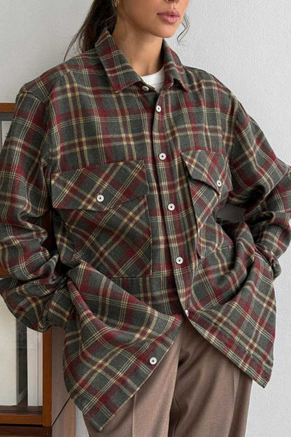 Camisa holgada vintage a cuadros 