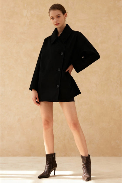 Solid Oversized Pocket Button Coat