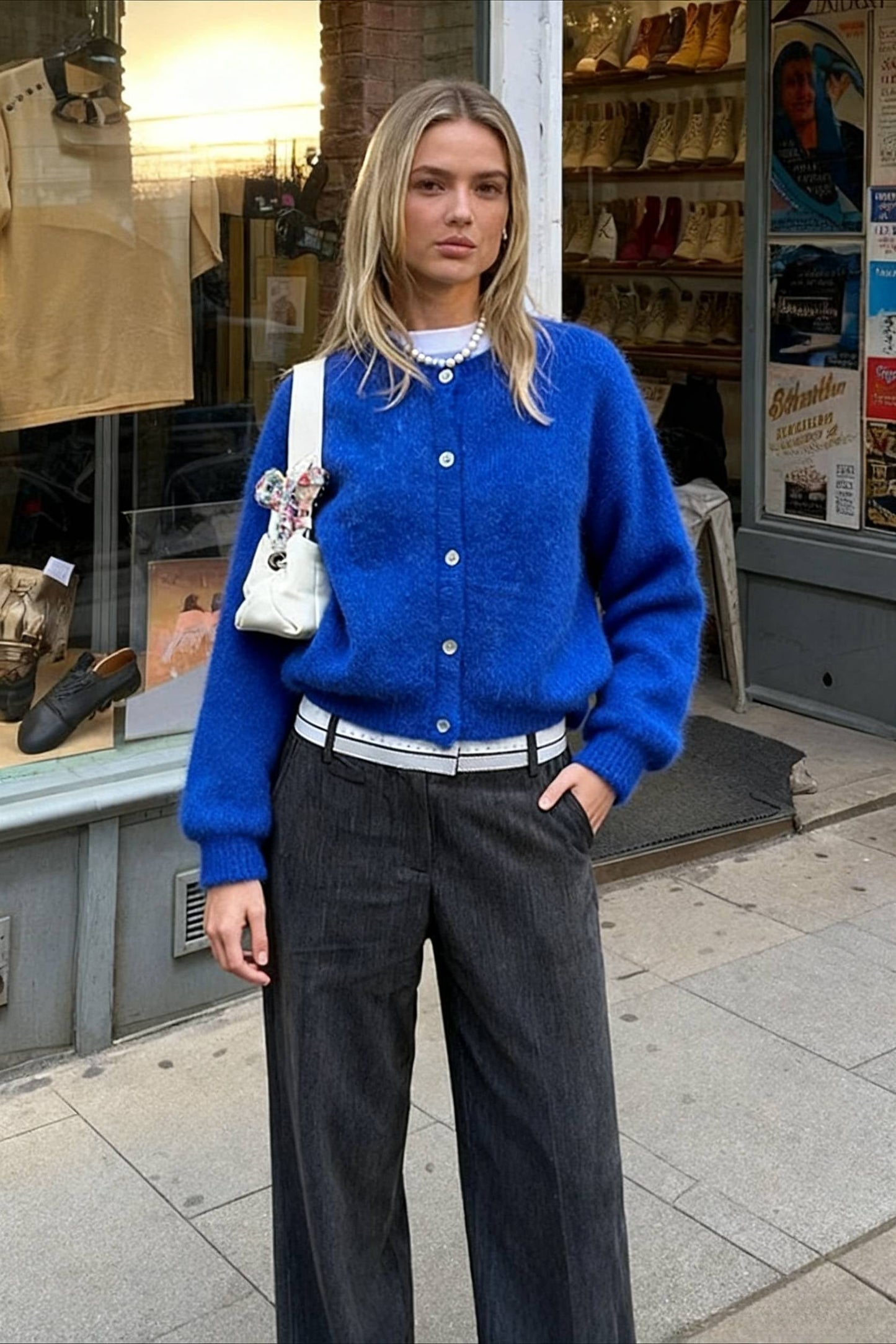 Cropped Knit Button Cardigan