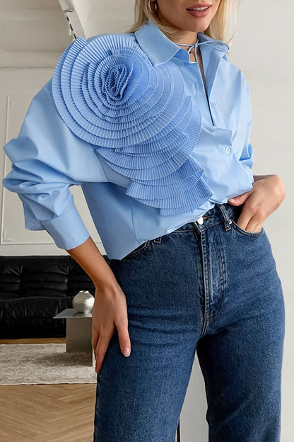 3D Floral Long Sleeve Blouse