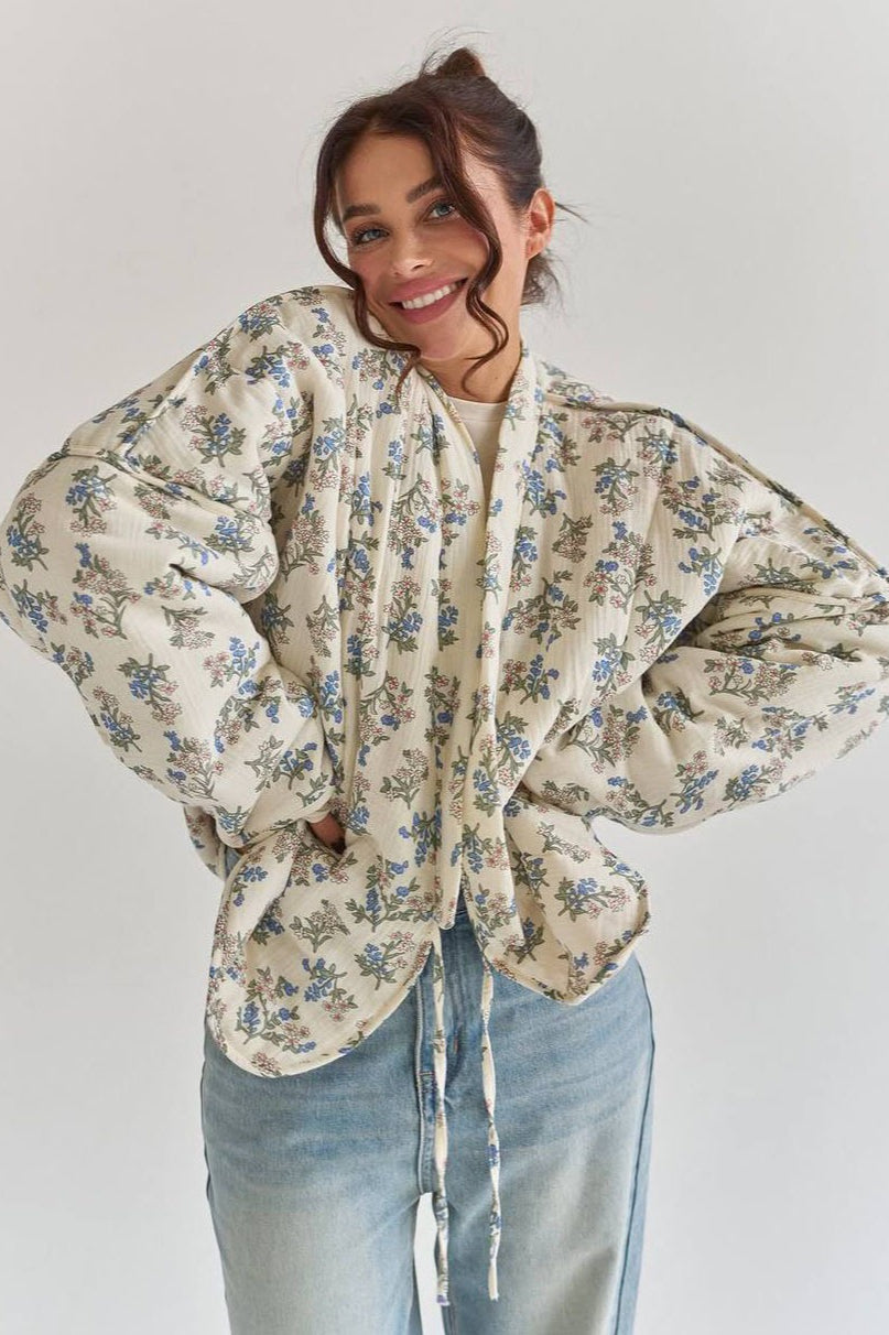 Casual Floral Padded Coat