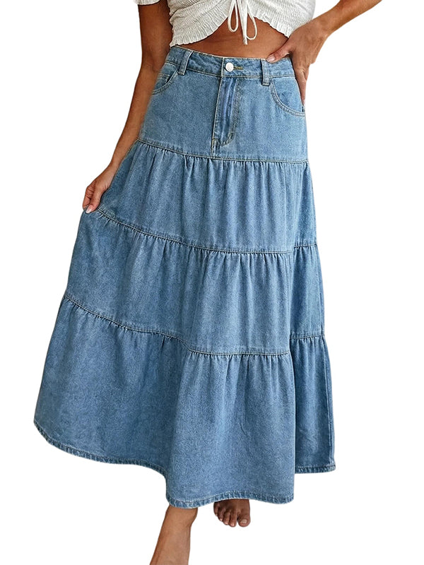 Low-Waisted Old-Fashioned Holiday Style Maxi Skirt