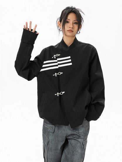 Relaxed Fit Mandarin Collar Jacket