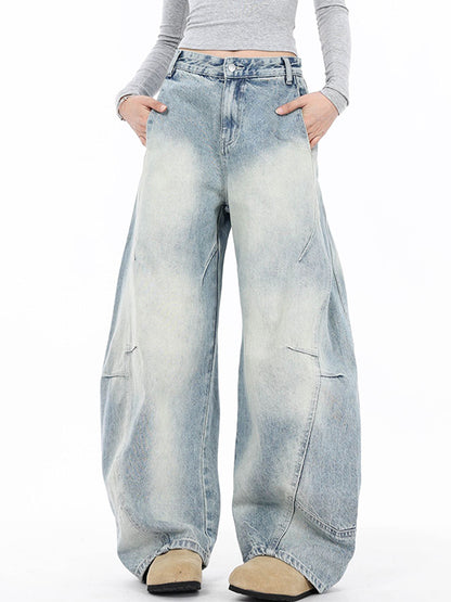 American Retro Curved Knife Boyfriend Jeans
