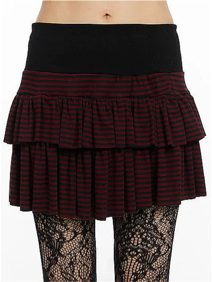 Y2K Low-Rise Contrast Striped Midi Skirt