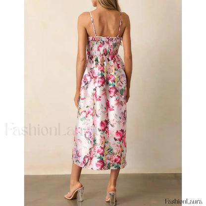3D Bow Spaghetti-Strap Midi Dress