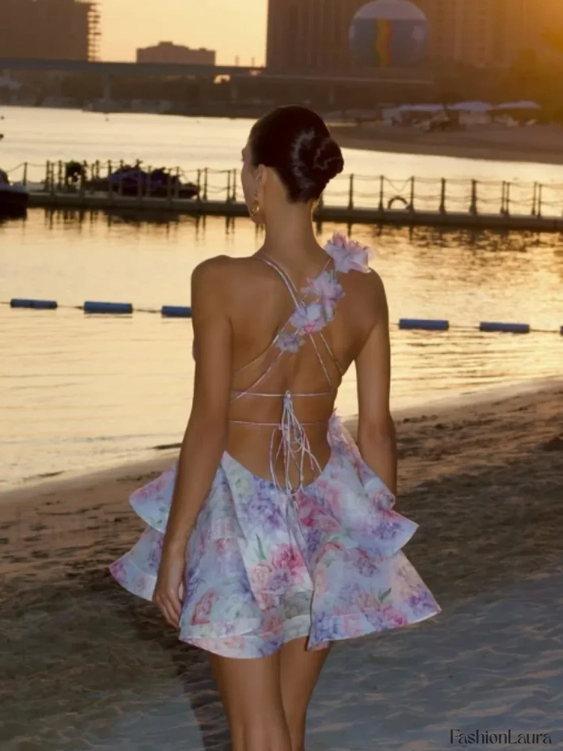 3D Floral Ruffled Mini Dress