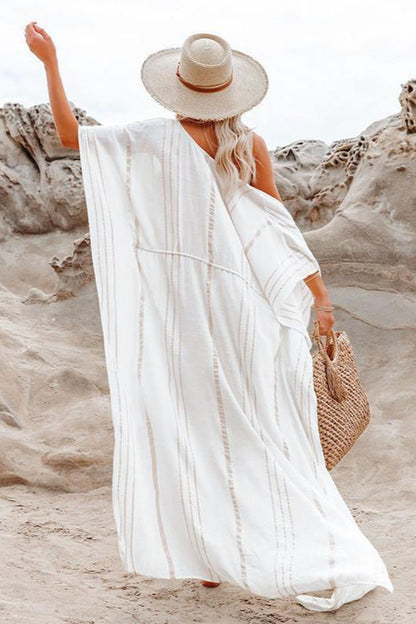 Loose Striped Bikini Cardigan Cover Up