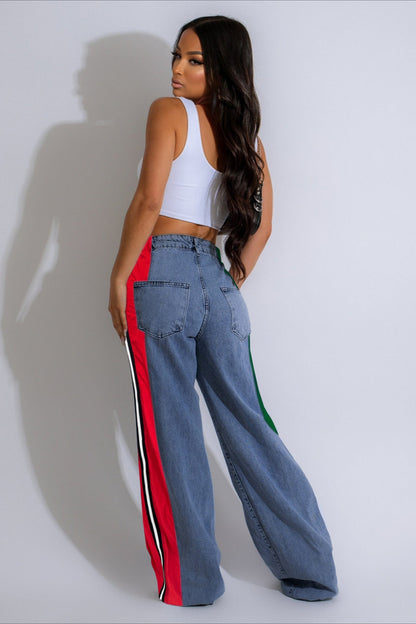 Colorblock Patchwork Straight Jean