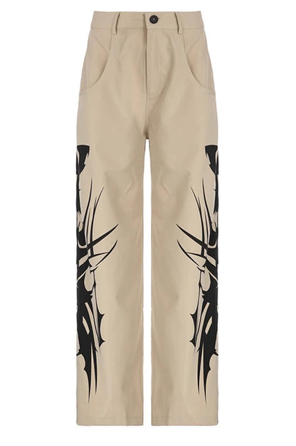 Cyber Harajuku Graphic Wide Leg Pants