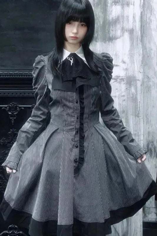 Dark Sweet Lolita Striped Mini Dress