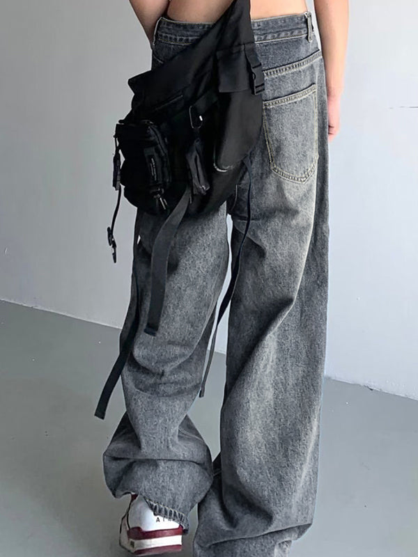 Buckle Strap Baggy Boyfriend Jeans