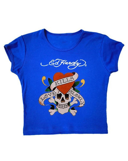 Cropped Printed T-Shirt Top