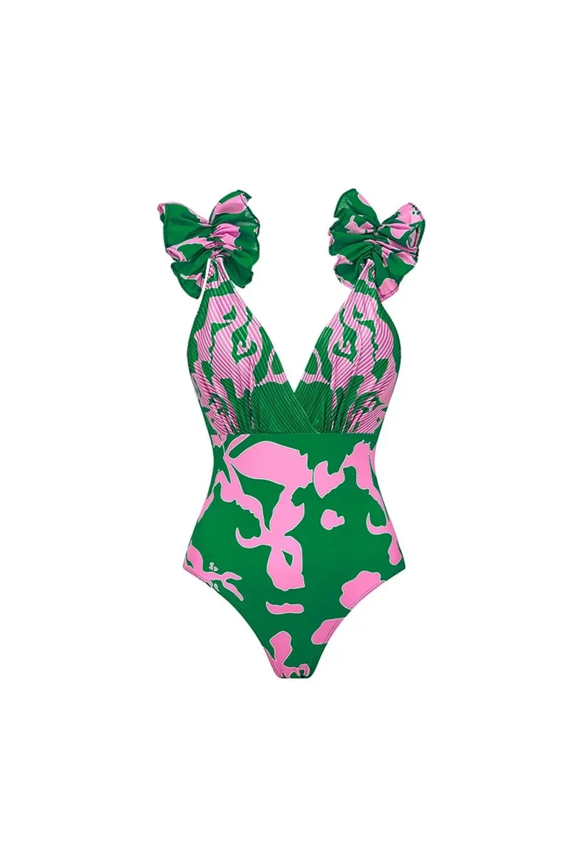 Conjunto de traje de baño de resort con estampado floral
