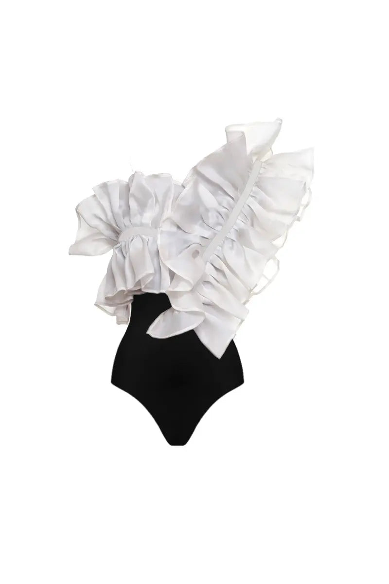 Traje de baño de una pieza retro de malla de encaje