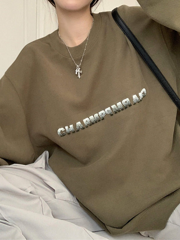 Simple Letter Print Loose Sweatshirt