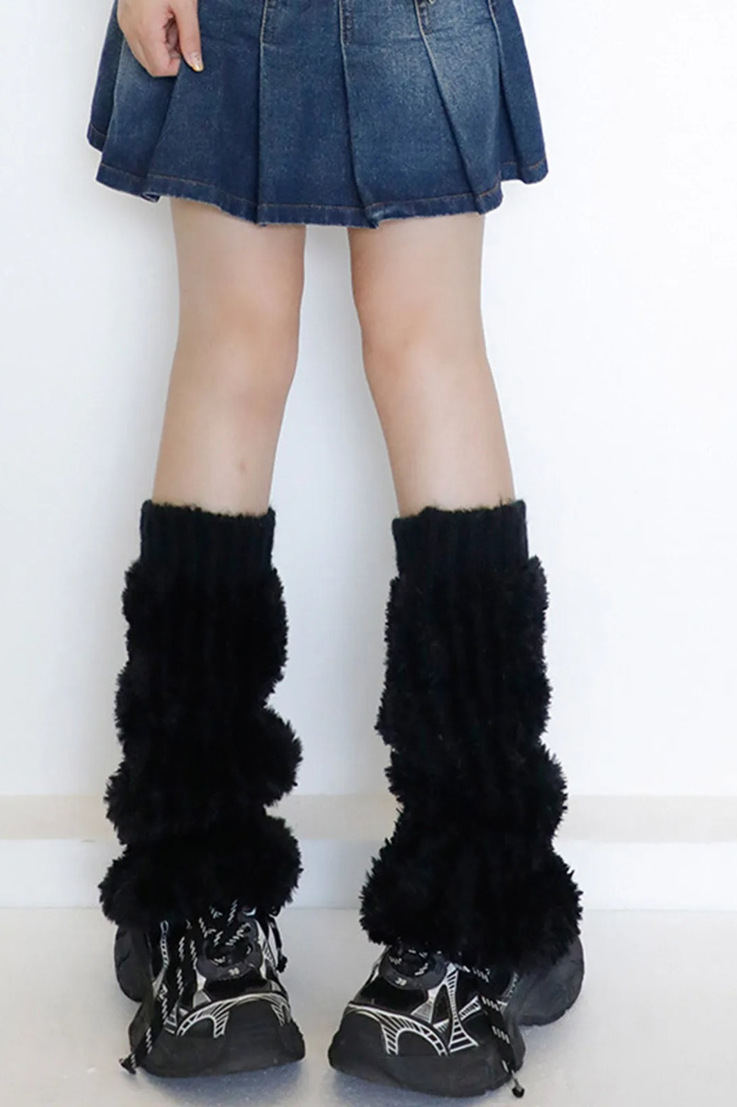 Solid Color Faux Fur Ribbed Cuff Leg Warmers
