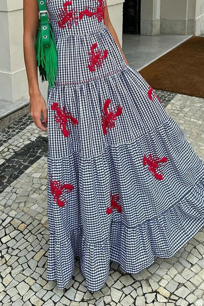 Exquisito vestido camisola midi con bordado festivo