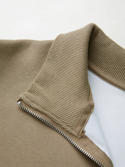Color Block Splice Letter Embroidery Print Sweatshirt
