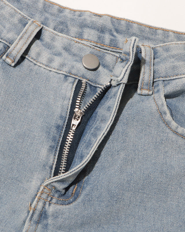 High-Waist Straight-Leg Casual Jeans With Floral Pattern