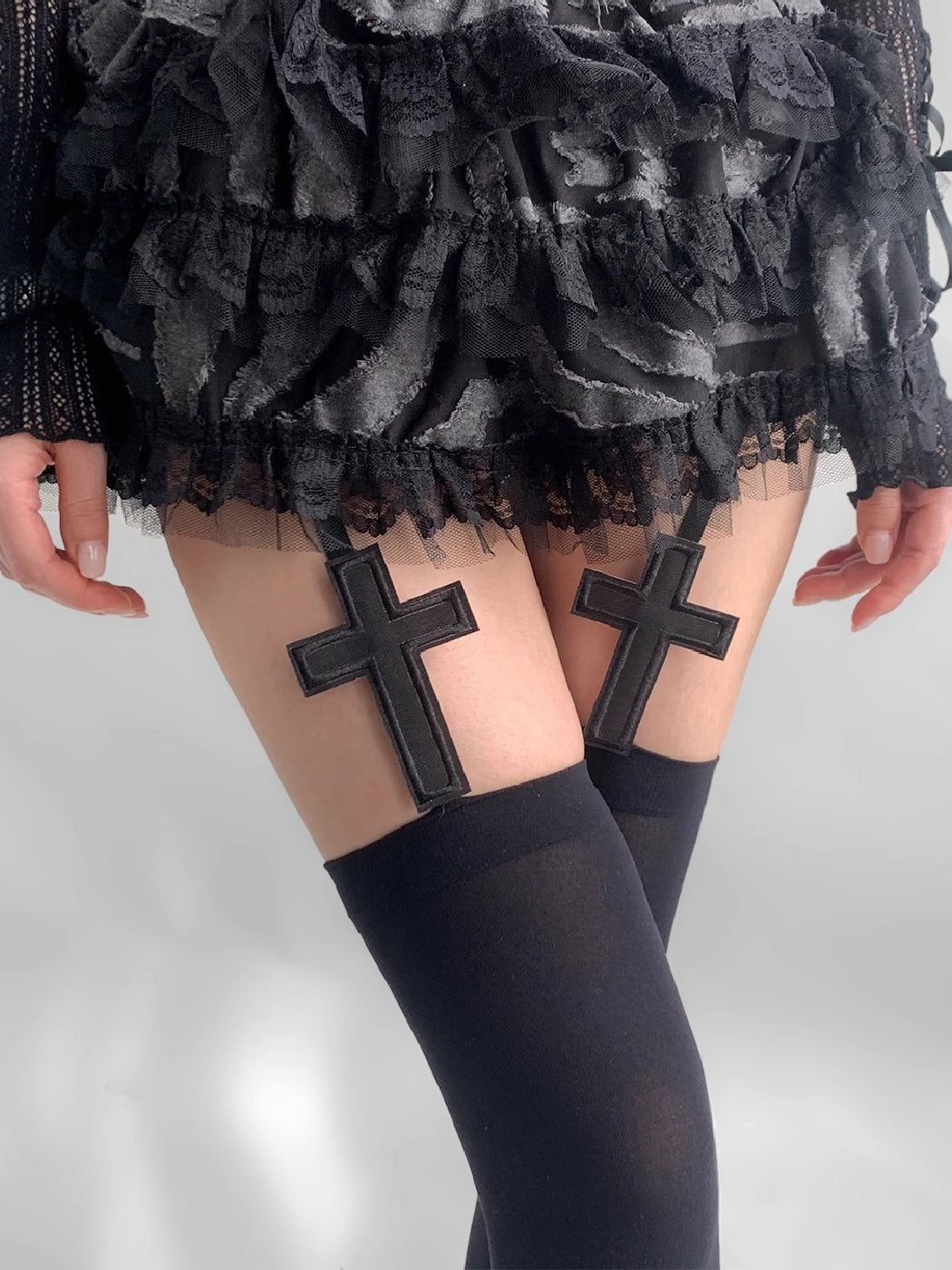 Gothic Cross Dark Long Socks