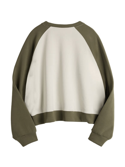 Letter Print Color Block Splice Raglan Oversized Hoodie