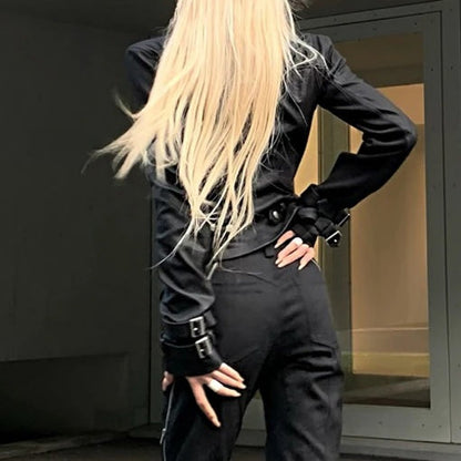 Short Black Fitted Leather Jacket