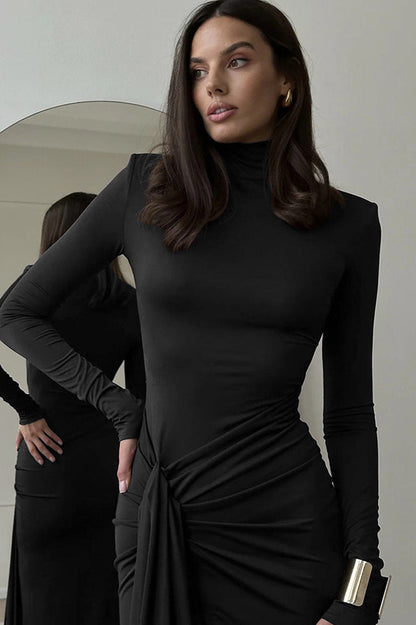 High Slit Tie Front Bodycon Dress