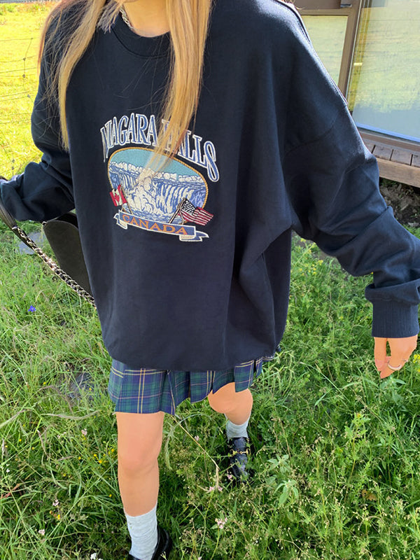 Vintage Waterfall Print Sweatshirt
