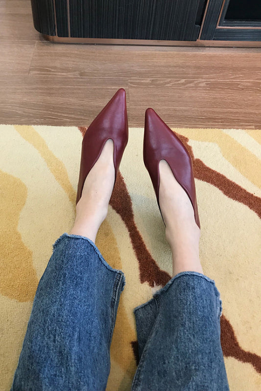 Retro Pointed-toe Low-cut Flat Shoes