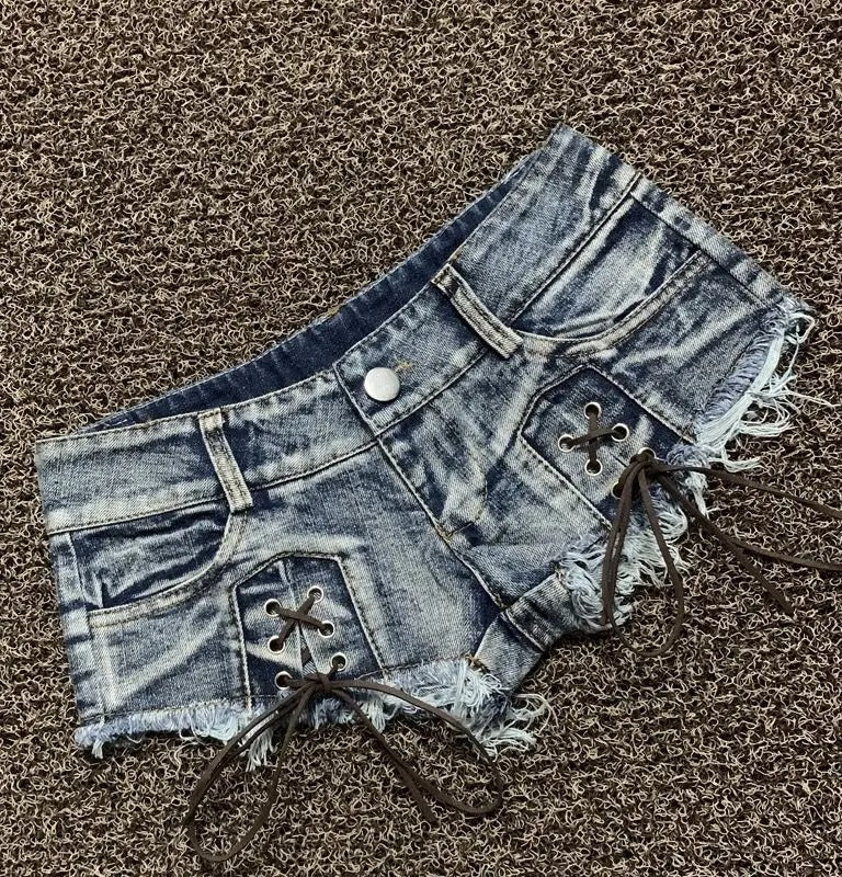 Sexy Bandage Denim Micro Shorts