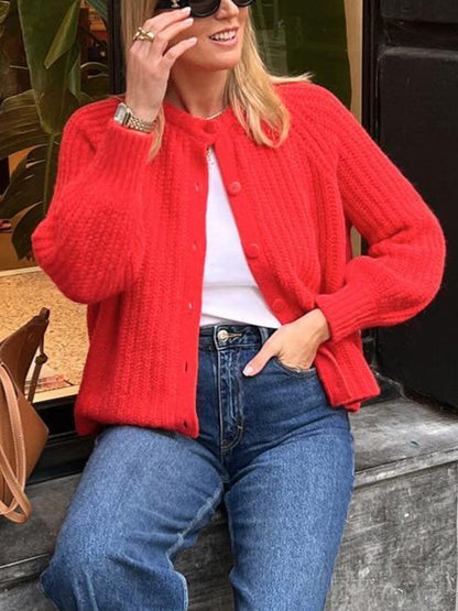 Solid Color Long Sleeve Cardigan