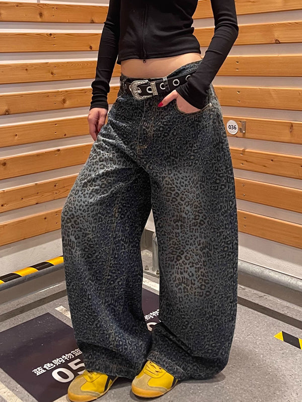 Gradient Leopard Print Boyfriend Jeans