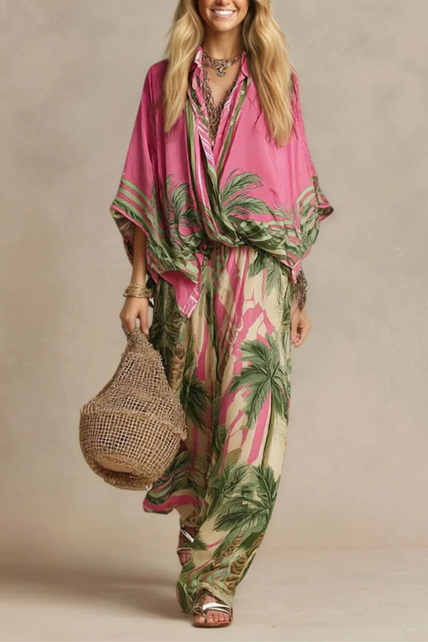 Paloma Resort Wear Palm Tree Printed Matching Set